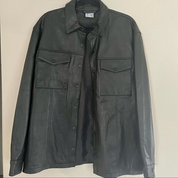 Reclaimed Vintage Men's Leather Button-Down Shirt Size Medium
